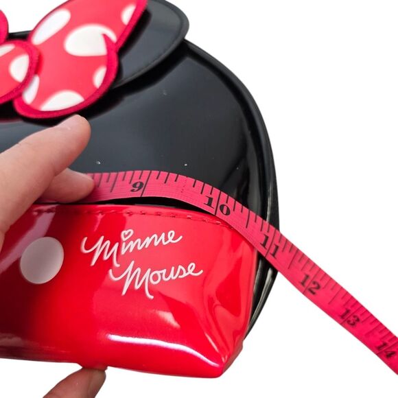NWT Minnie Mouse Dome Faux Leather Polka Dot Travel Pouch - Red and Black - Picture 12 of 16